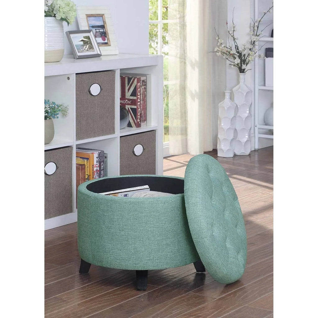 Green Fabric Round Ottoman K538