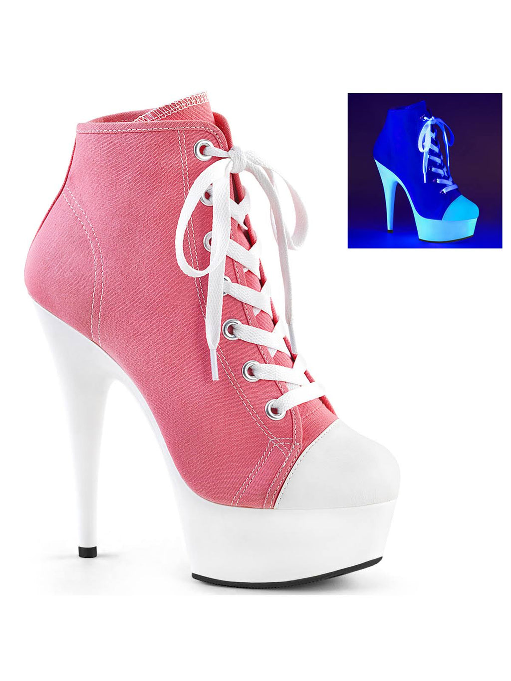 6 Pink Canvas Neon White Shoes K885