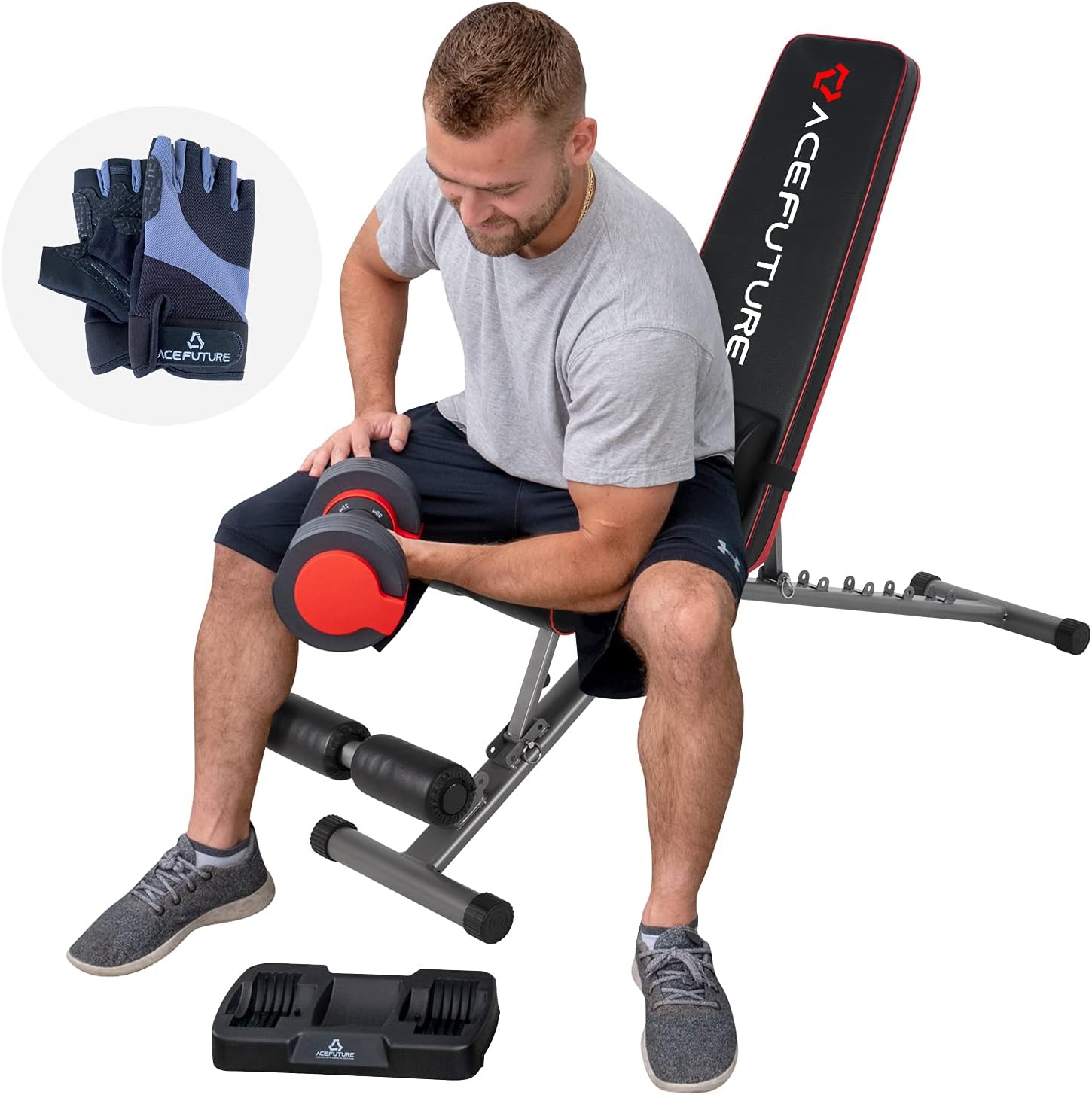 Adjustable Weight Bench with Lumbar Pad, 500 lbs Capacity R16684