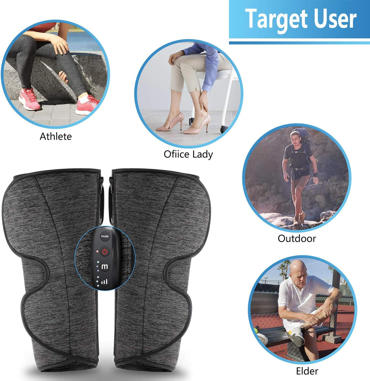 Rechargeable Air Compression Calf Massager (A Pair) B701