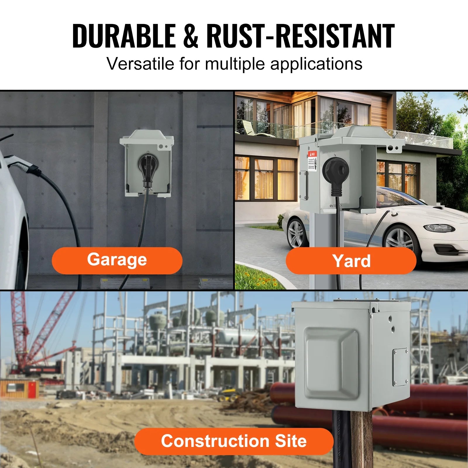 30Amp RV Power Outlet Box, 25/250V Enclosed Lockable Weatherproof Electrical Outdoor Receptacle Panel R54143
