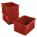 Red Plastic Dividable Grid Container, Lot of 3 D442