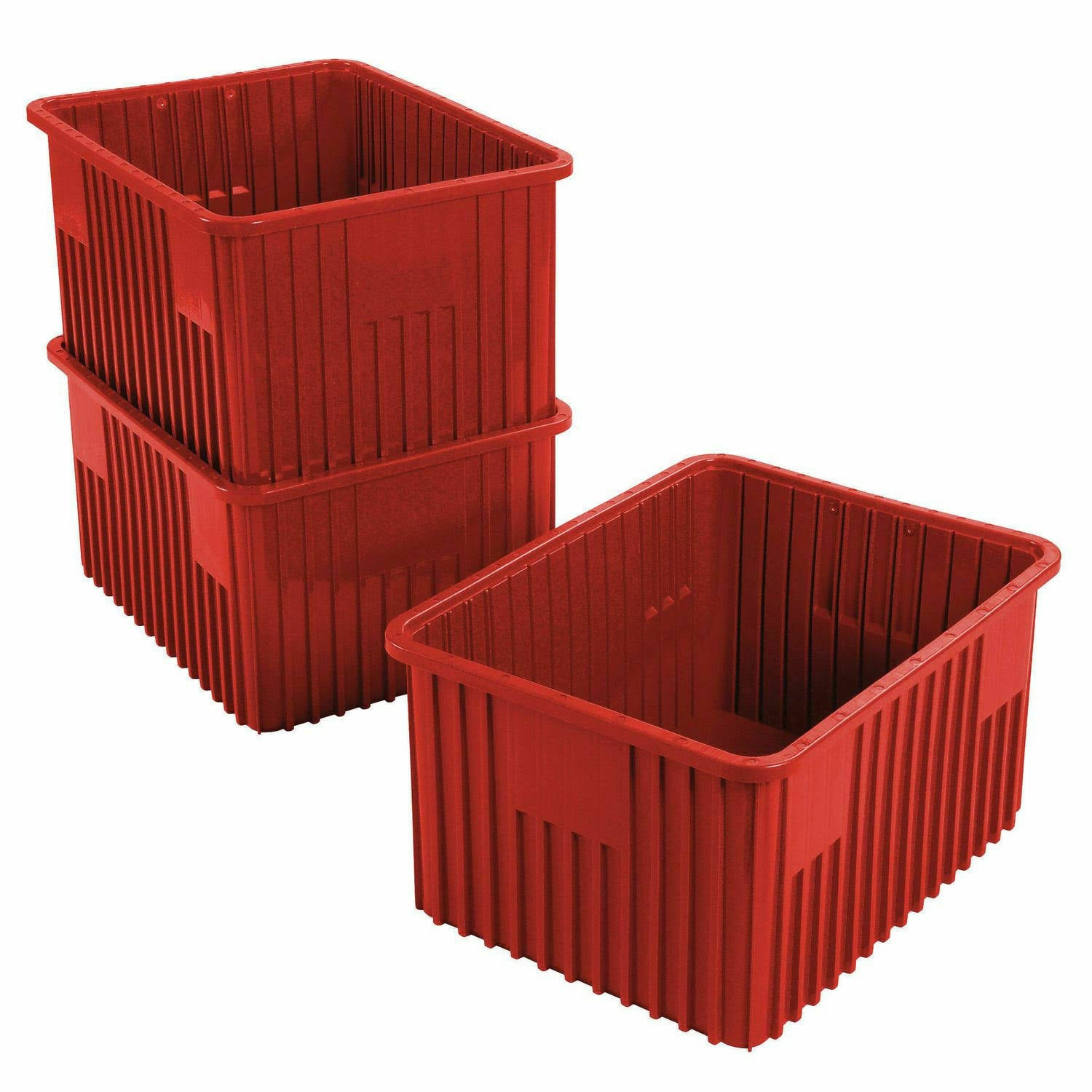 Red Plastic Dividable Grid Container, Lot of 3 D442
