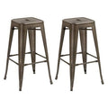 Distressed Metal Backless Barstool X9525