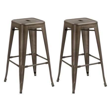 Distressed Metal Backless Barstool X9525
