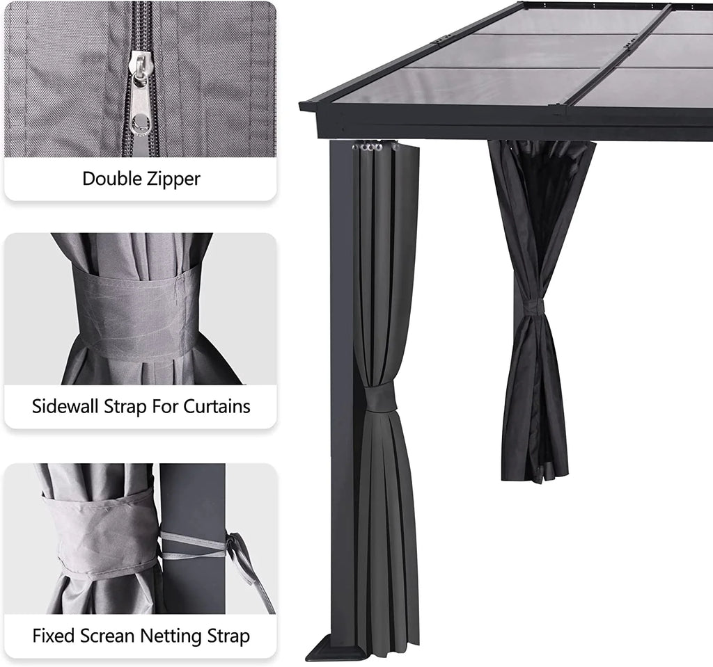 10 x 13FT Polycarbonate Hardtop Gazebo with Aluminum Frame N18269