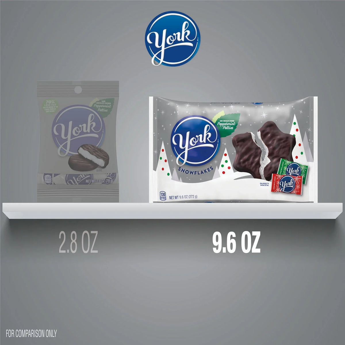 Dark Chocolate Peppermint Patties Snowflakes Candy, Bag 9.6 oz O328024