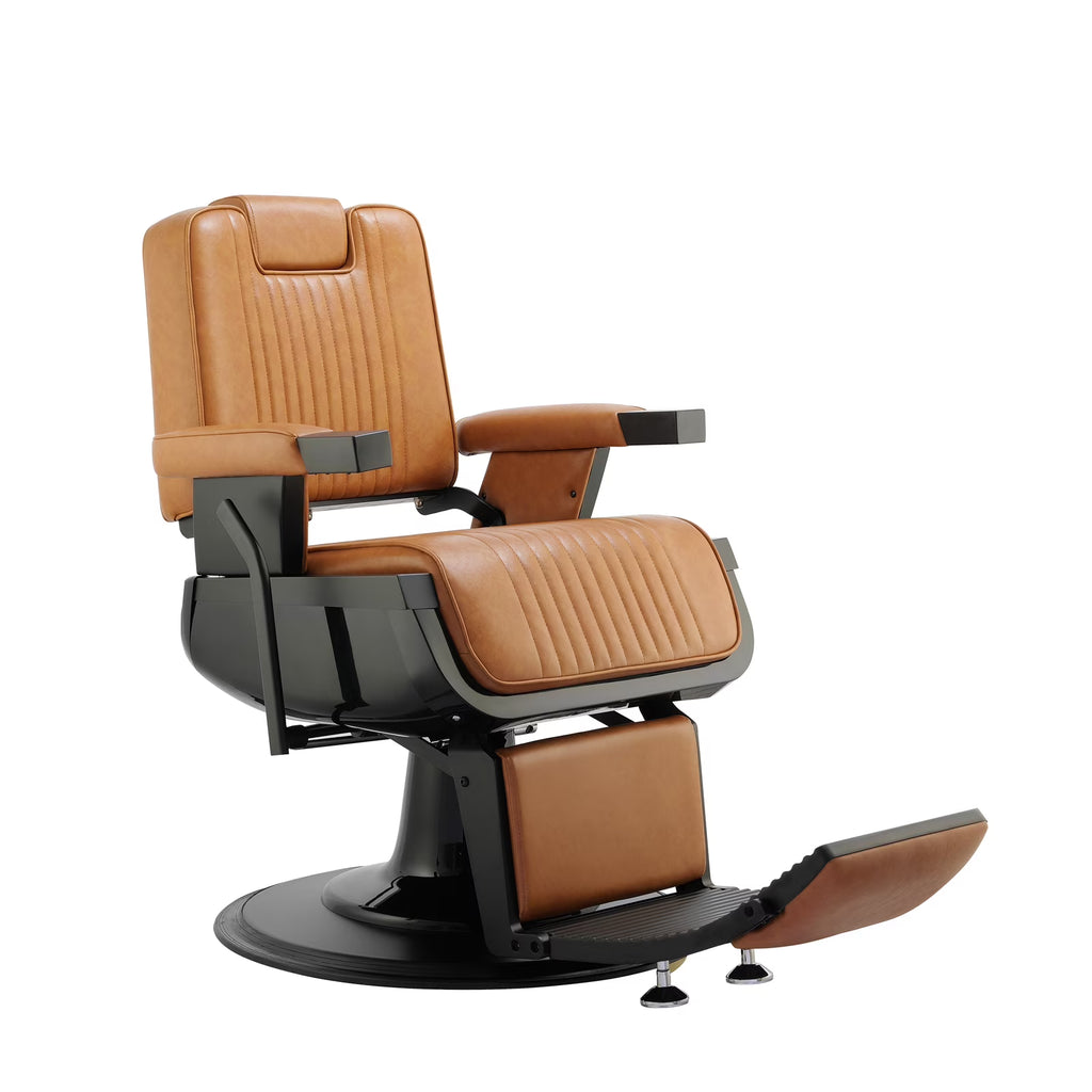 Black Leather Reclining Barber Chair A6726
