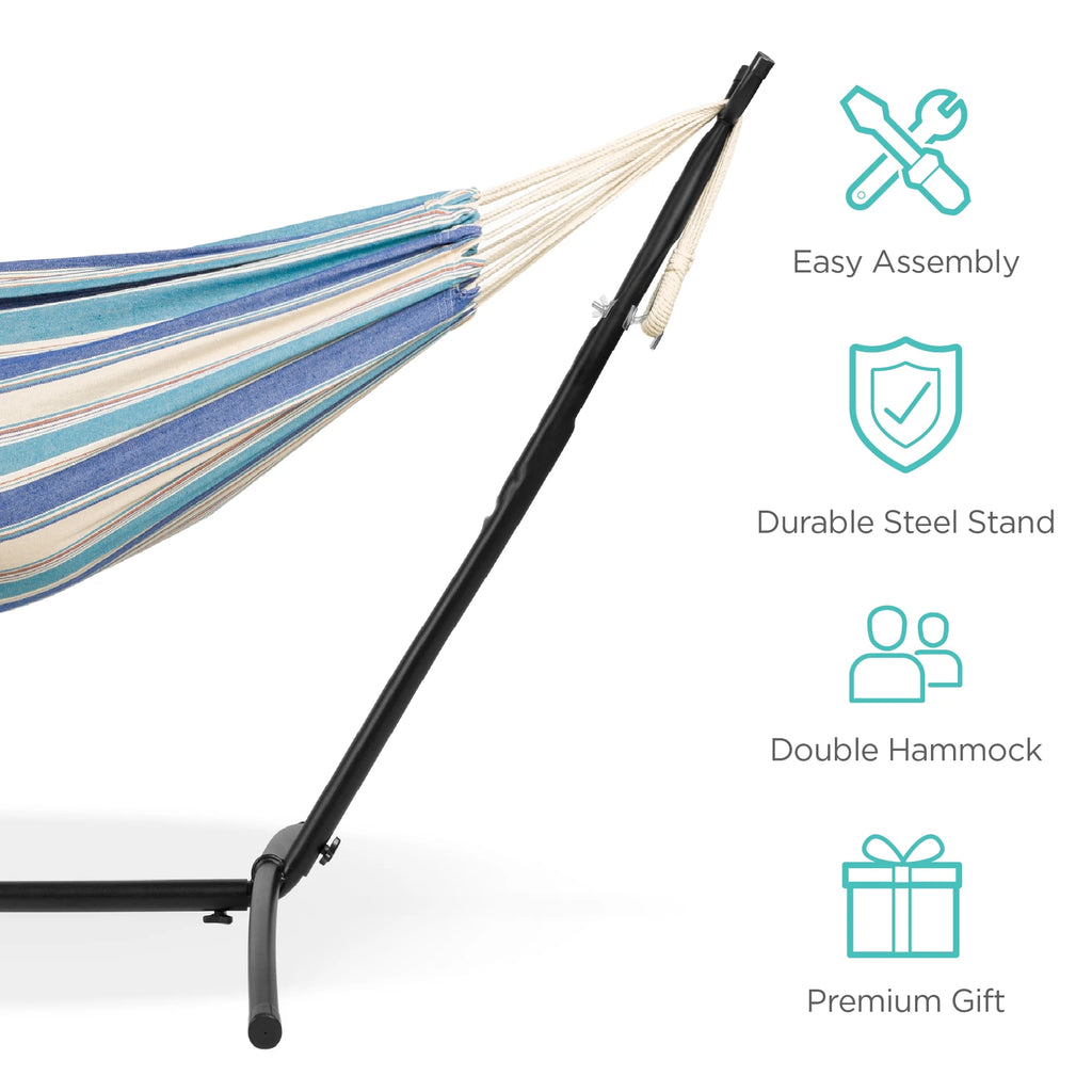 Ocean Cotton Double Hammock with Stand and Carrying Bag R743172