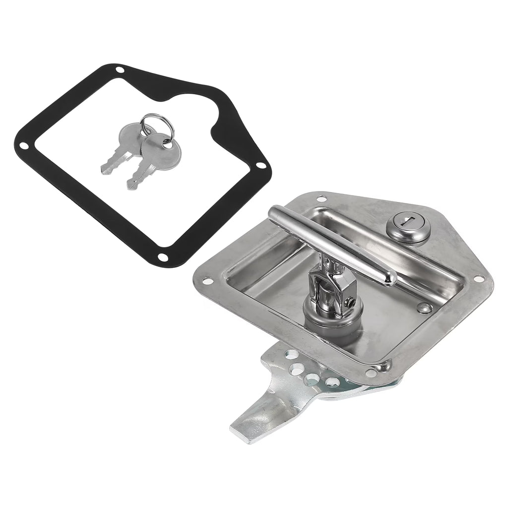 Stainless Steel Folding T Shaped Handle Tool Box Lock with Gasket and Keys T4321