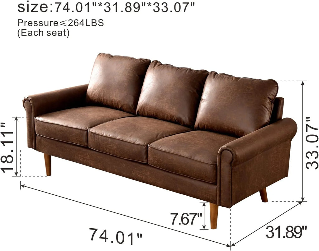 Brown Suede Fabric 3 Seater Convertible Sofa Couch L29295