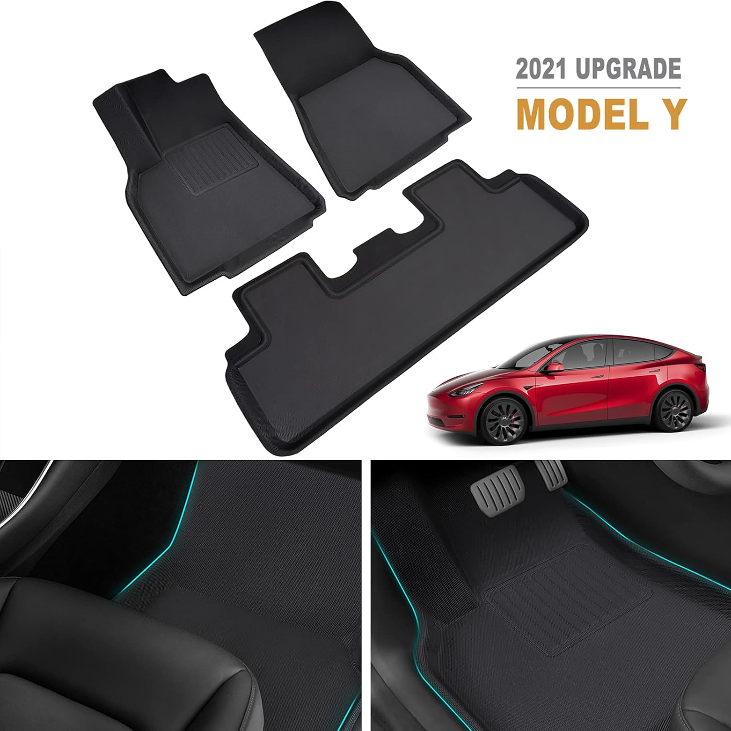 Black All-Weather TPE Floor Mats for Tesla Model Y L32971