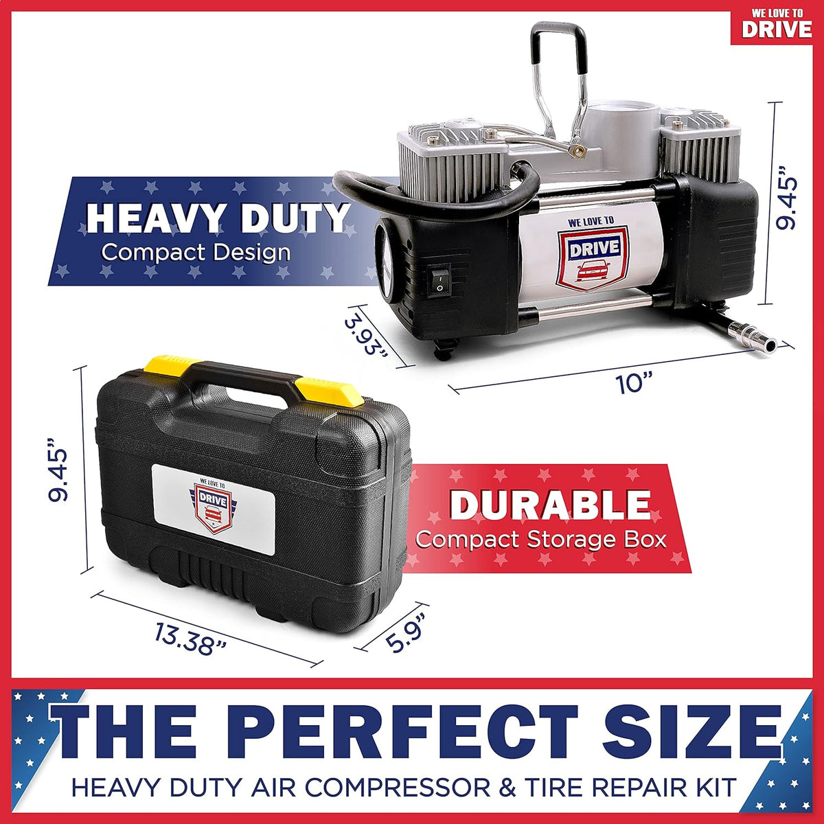 12V DC Portable Air Compressor Tire Inflator with 150 PSI Gauge & Carry Case M9039