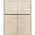 Solid French Double Doors 48 x 96 inches Natural Veneer with Frosted Glass Wood Solid Panel Frame Trims D193414