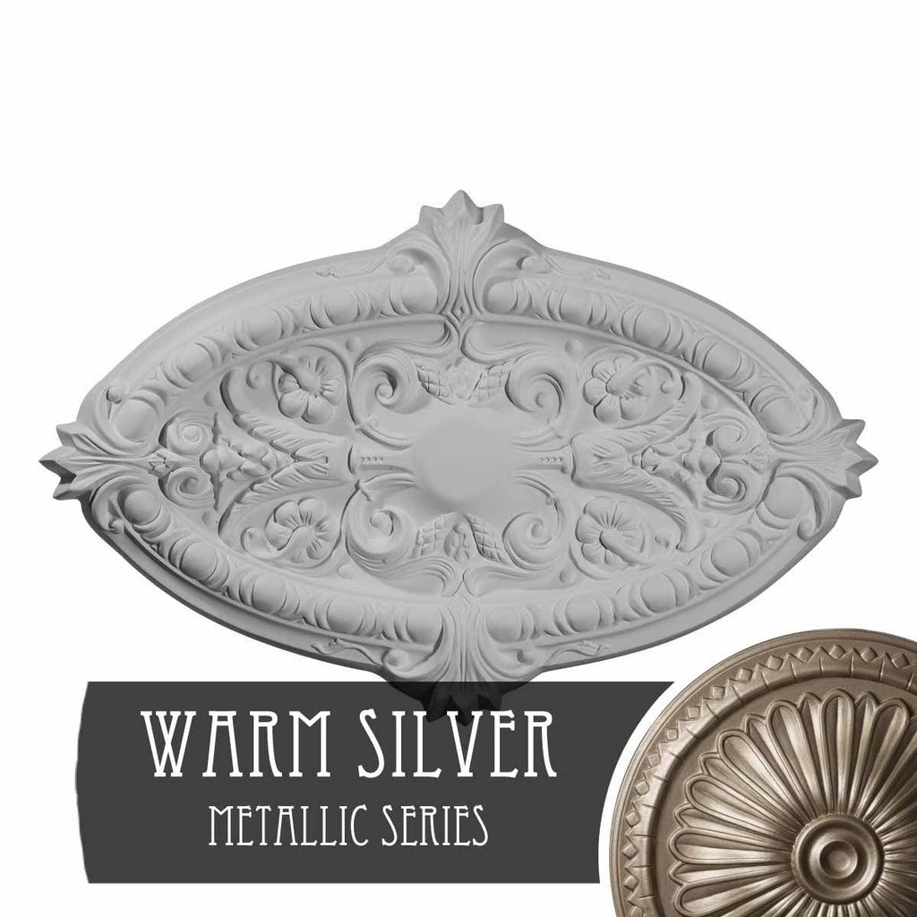 Hand-Painted Warm Silver Ceiling Medallion E326396