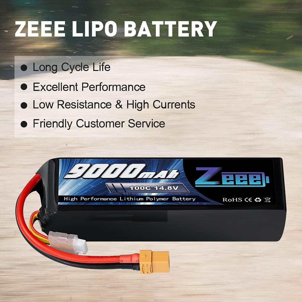 9000mAh 14.8V 100C Soft Case Battery XT90 Connector with Metal Plates 2 Pack C461467
