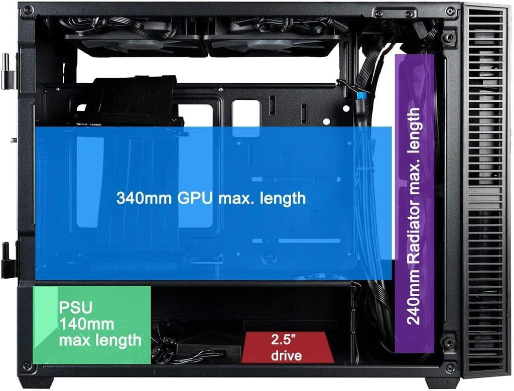Mini ITX Desktop Case with 120mm Liquid CPU Cooler and 650W Power Supply P5457