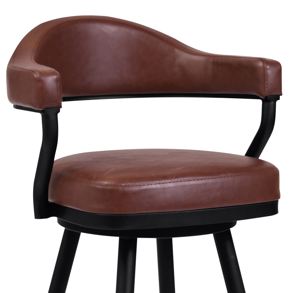 Camel Vintage Brown Faux Leather Swivel Barstool Armchair X184