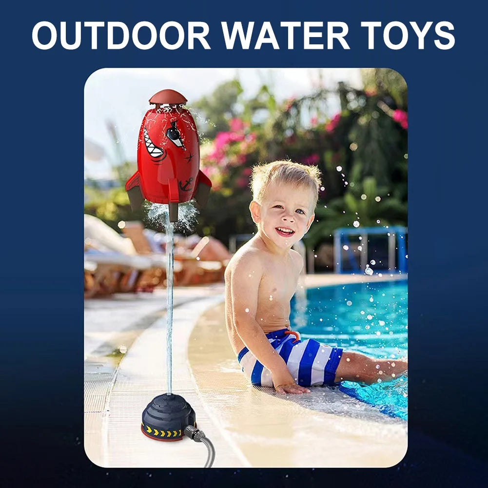 Red Plastic Rocket Sprinkler for Kids Q14685