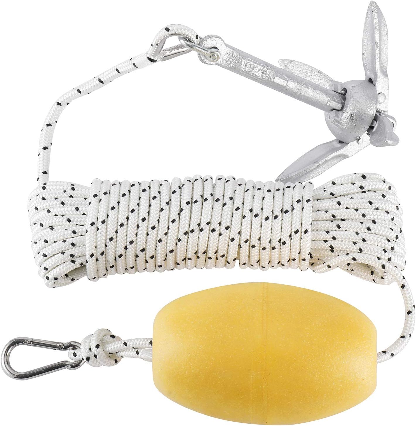 1.5lb Folding Anchor with Hooks, Buoy Ball and 50' Double Braid Nylon Rope, Pack of 2 N519508