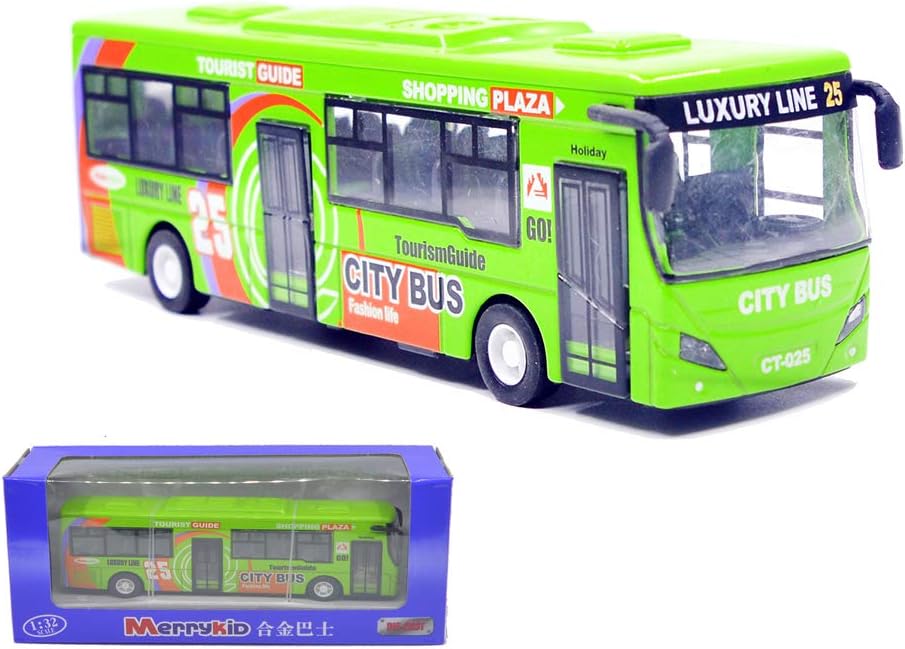Green Double Decker Bus Die Cast Pull Back Vehicles Pack of 2 K3117