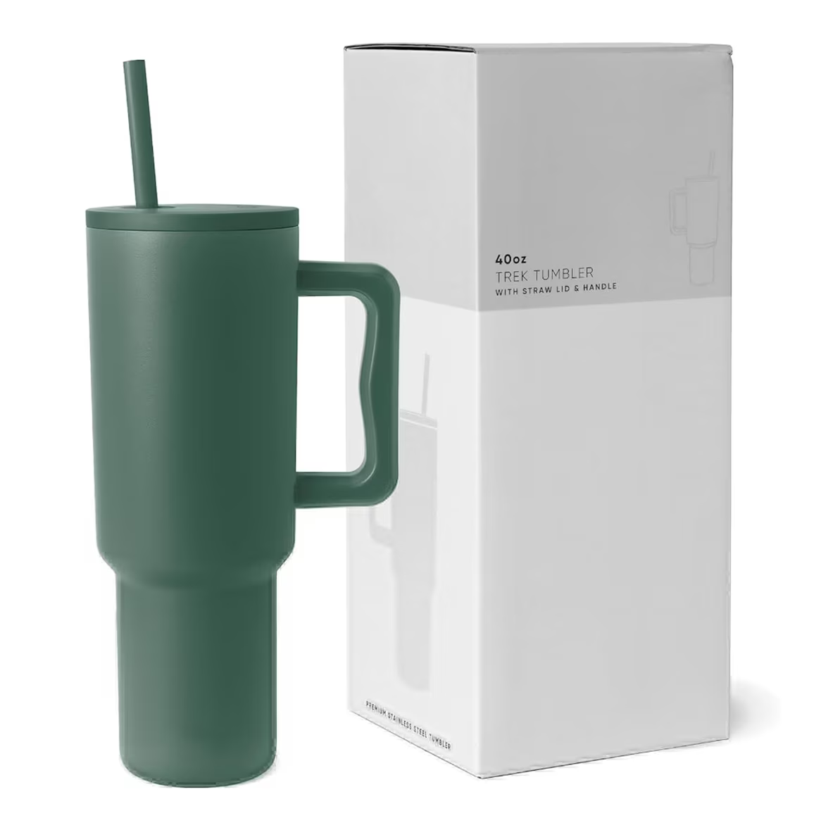 Green 40oz Insulated Stainless Steel Tumbler with Handle and Straw Lid J483