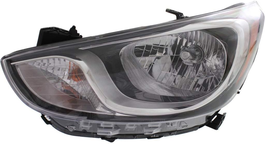 Hyundai Accent Headlight 2012 2013 2014 2015 Pair Black Housing D98724