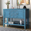 Antique Console Table with Drawers, Doors, Storage Compartments and Bottom Open Shelf (Navy) H769263