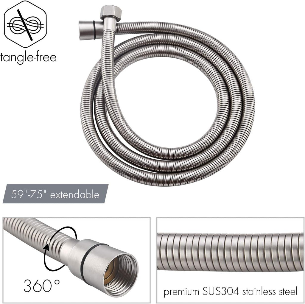 Slide Bar with Handheld Shower Head Hand Shower Hose Holder Adjustable 5-Function Massaging Sprayer Brushed Finish, Pack of 2 I607