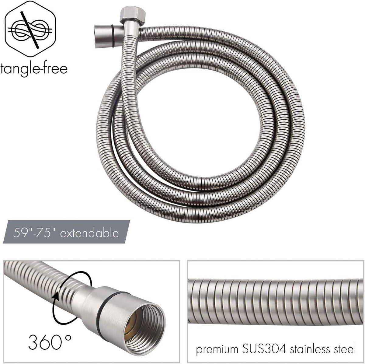 Slide Bar with Handheld Shower Head Hand Shower Hose Holder Adjustable 5-Function Massaging Sprayer Brushed Finish, Pack of 2 I607