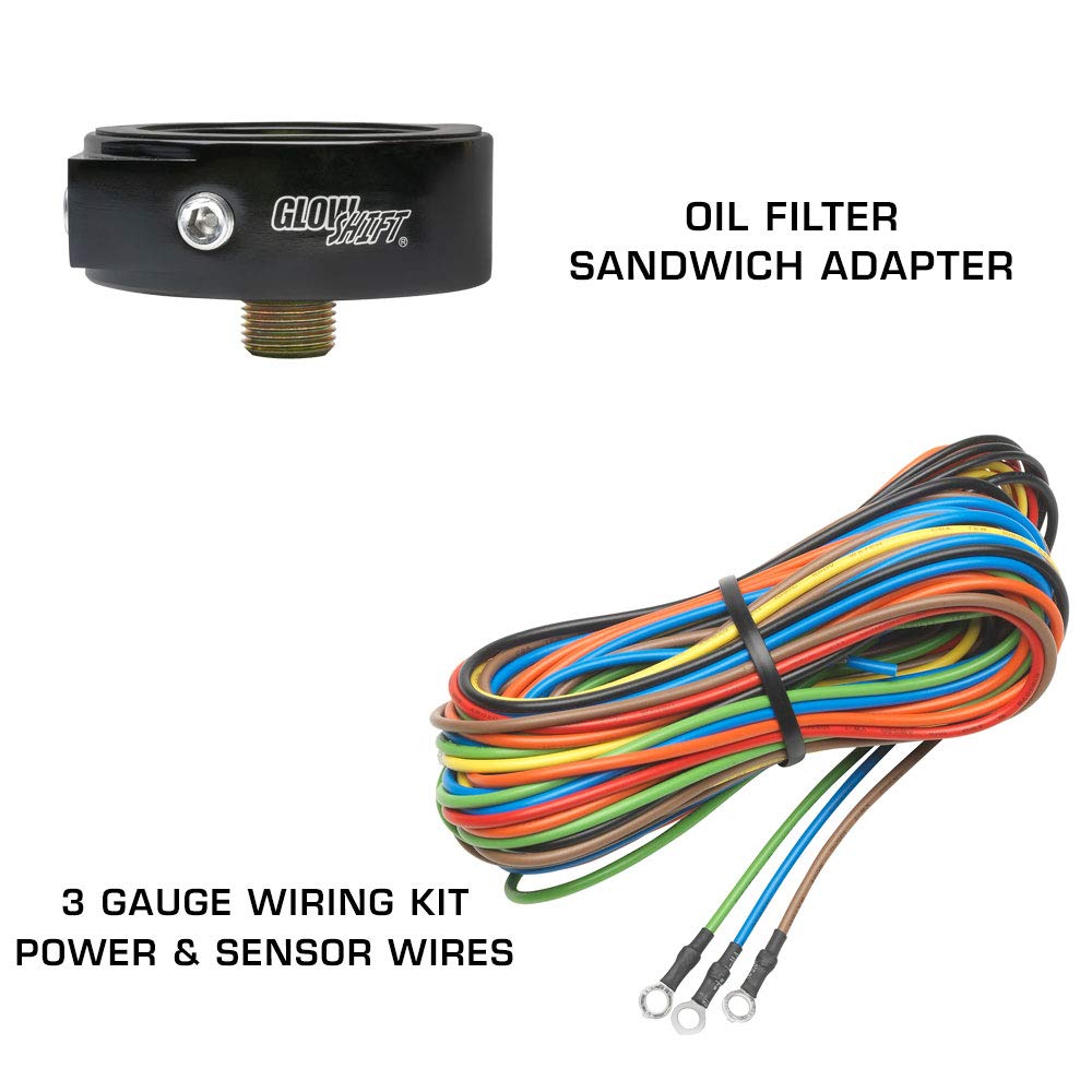 Black 7 Color 100 PSI Oil Pressure, Water Temperature & Volt Gauges with Triple Pillar Pod Q737935