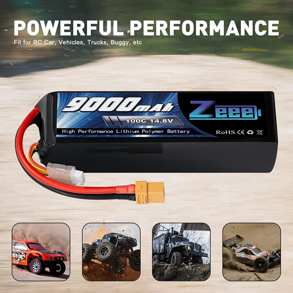 9000mAh 14.8V 100C Soft Case Battery XT90 Connector with Metal Plates 2 Pack C461467