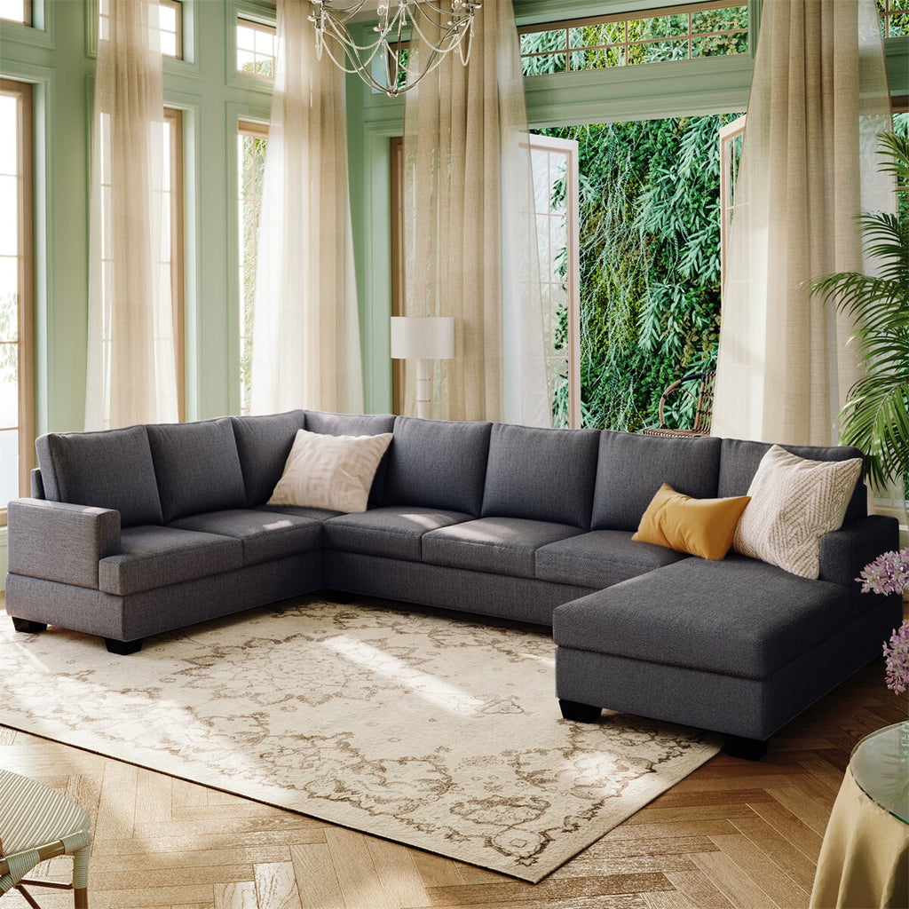 Upholstered U-Shape Sectional Sofa with Chaise Lounge Couch T6171