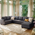 Upholstered U-Shape Sectional Sofa with Chaise Lounge Couch T6171