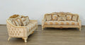 Beige Antique Dark Gold Wood Trim Sofa Set K93464
