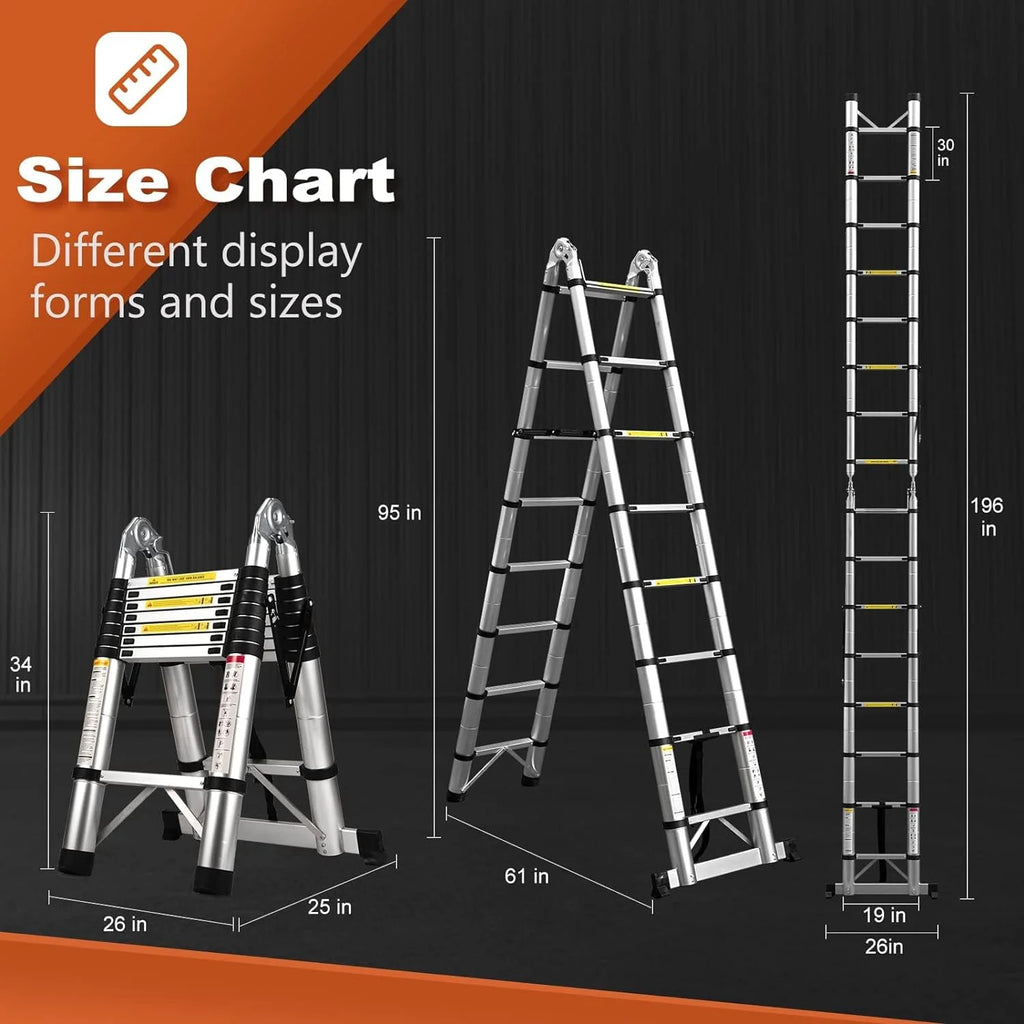 Telescoping Aluminum Extension Ladder, 16.5 Ft, 330 lb I295680