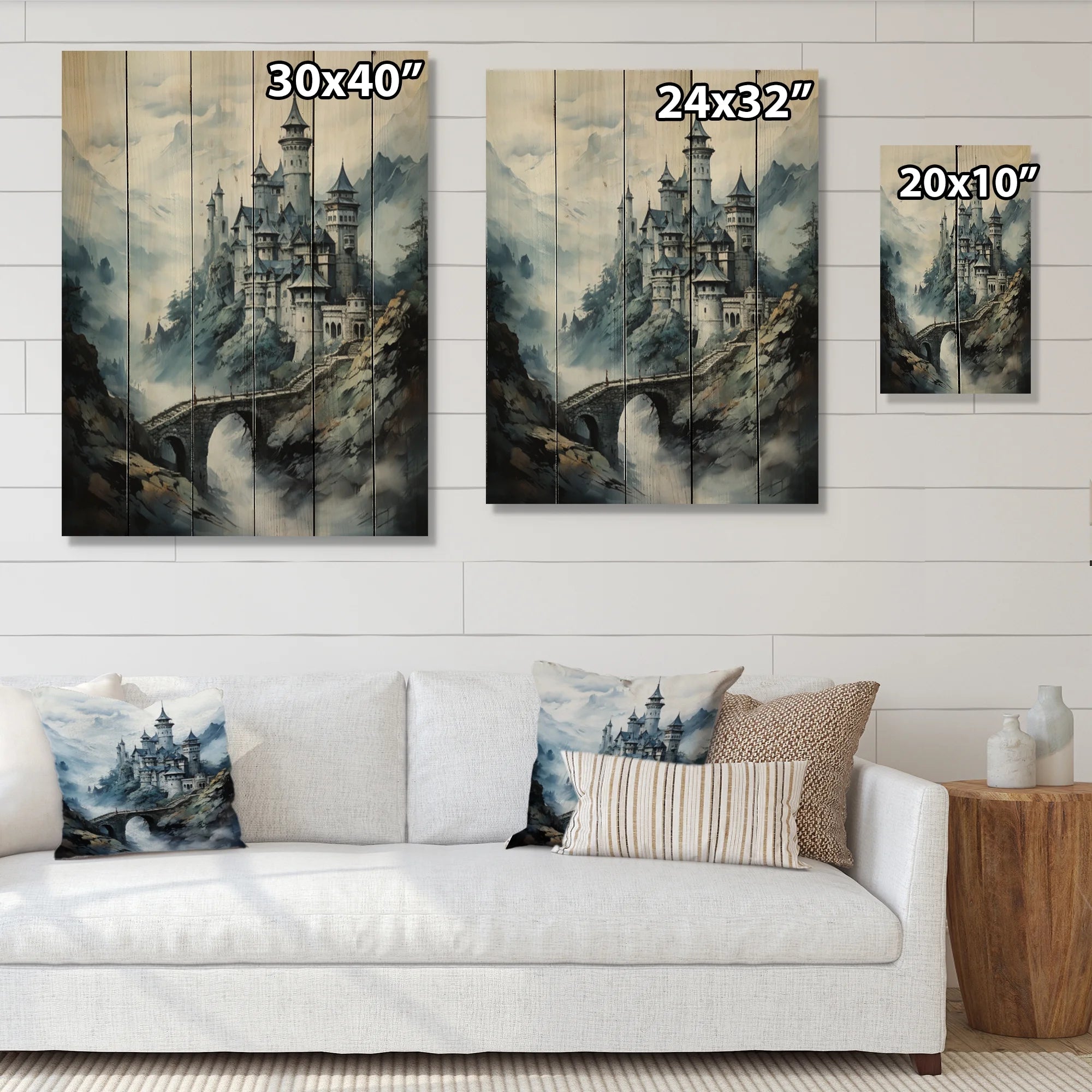 Natural Pine Wood Cityscapes Print R23461