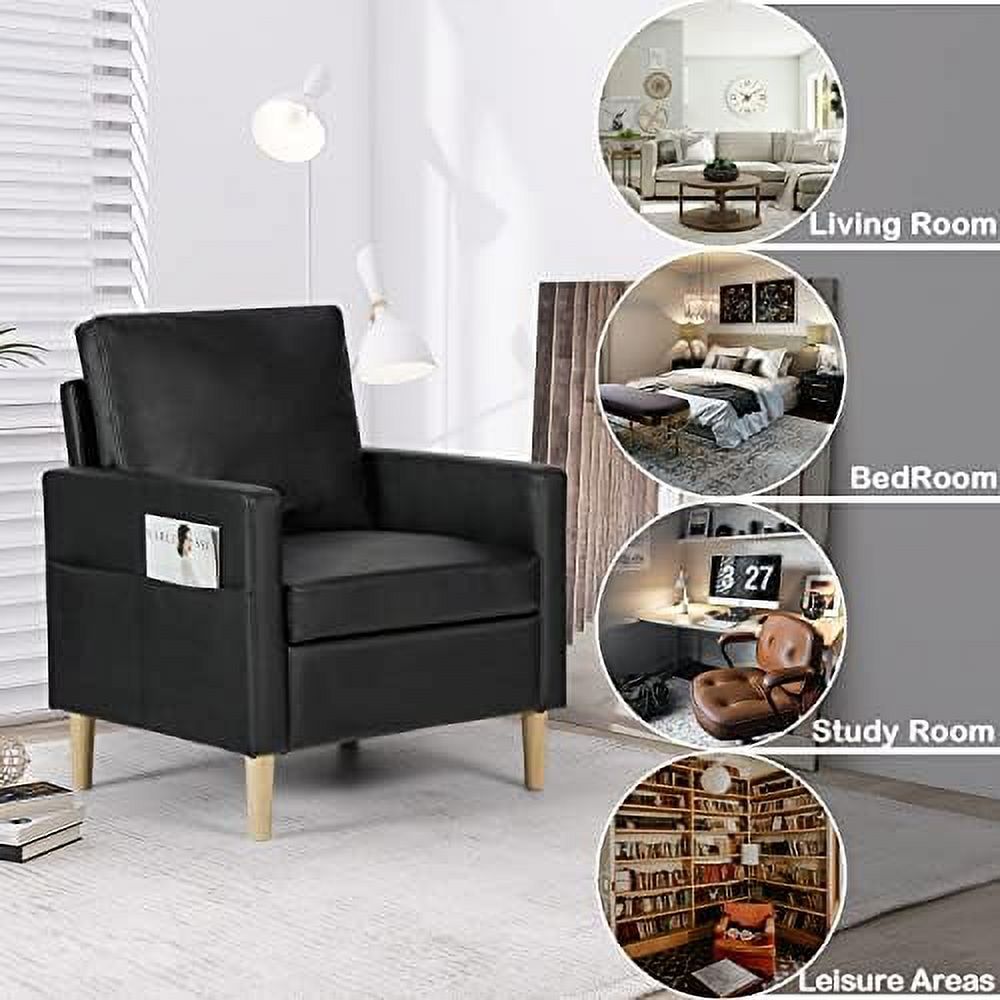 Black Faux Leather Accent Arm Chair B985
