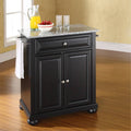 Black Granite Top Portable Kitchen Island W627