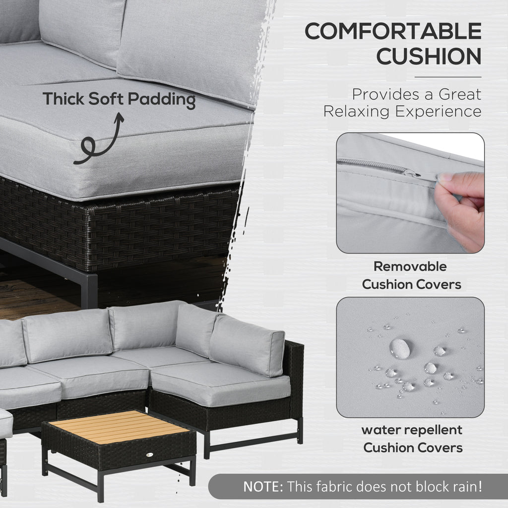 Gray Wicker Furniture Set with Aluminum Frame and Cushion O611686