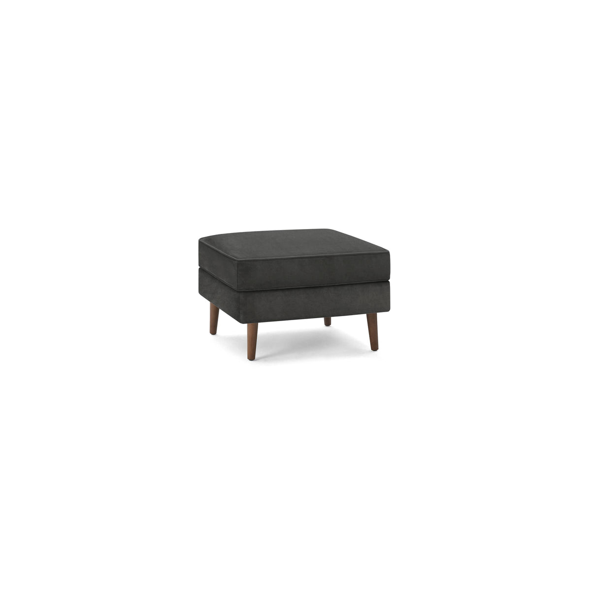 Graphite Gray Velvet Ottoman with Dark Wood Legs Z5484