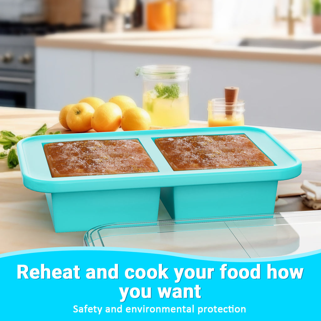Blue 2 Pack Silicone Freezing Tray with Lid I736627