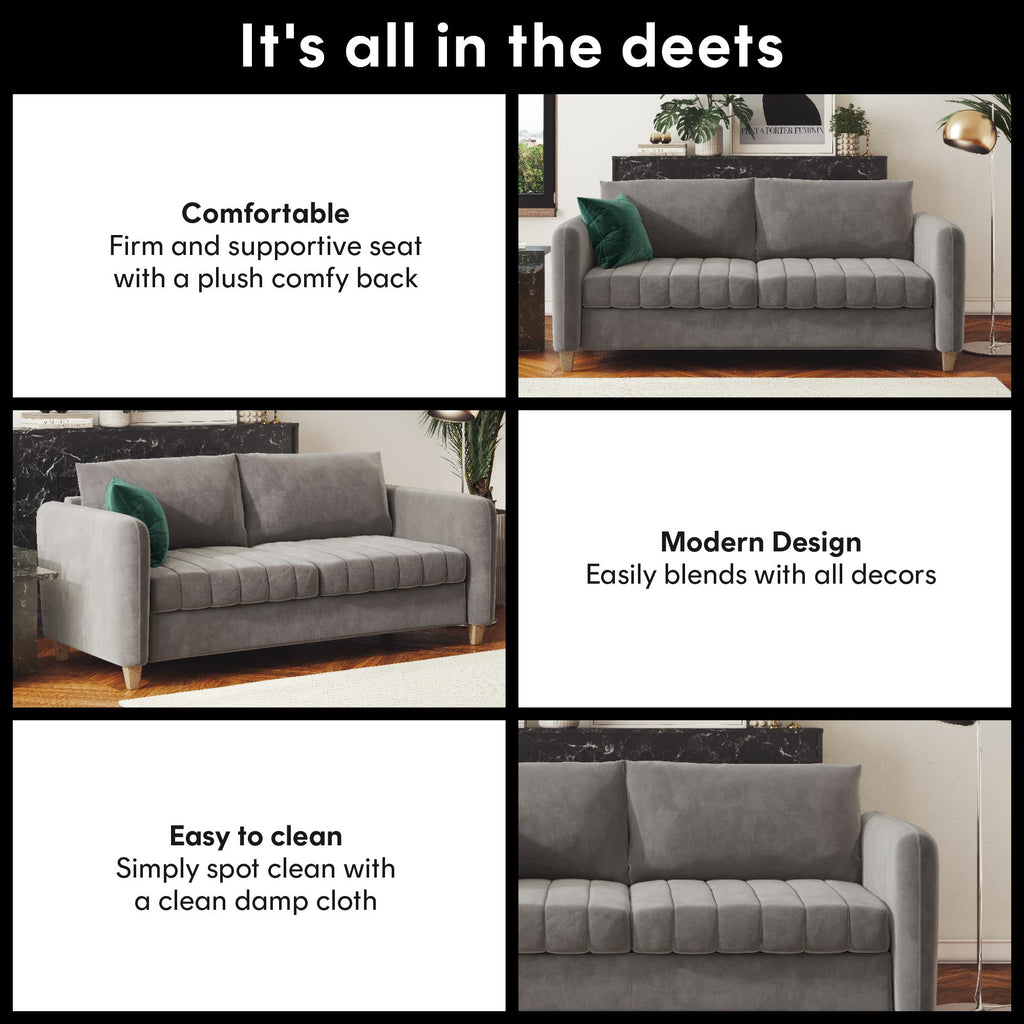 Light Gray Velvet Tufted Sofa P31582