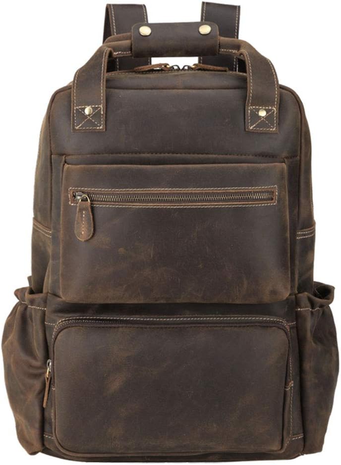 Brown Leather 17 Inch Laptop Backpack W94146