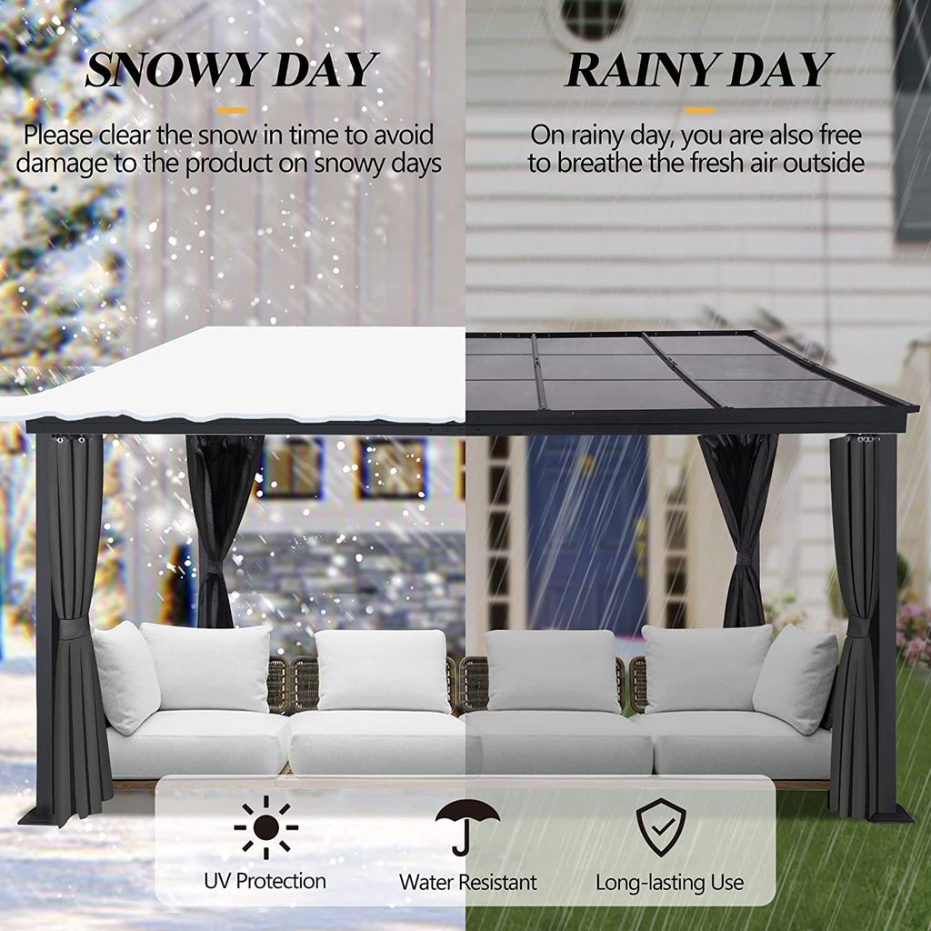 10 x 13FT Polycarbonate Hardtop Gazebo with Aluminum Frame N18269