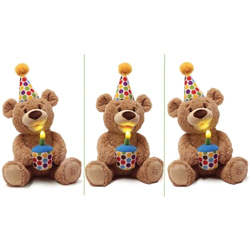 Glow-in-The-Dark Singing Stuffed Animal Plush Toy, Brown, 10” D208447