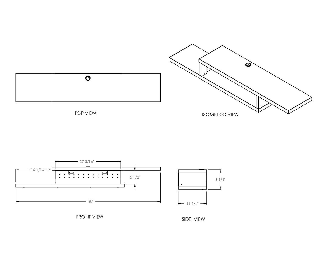 60inch Skyline Walnut Wall Mounted TV Console V37270