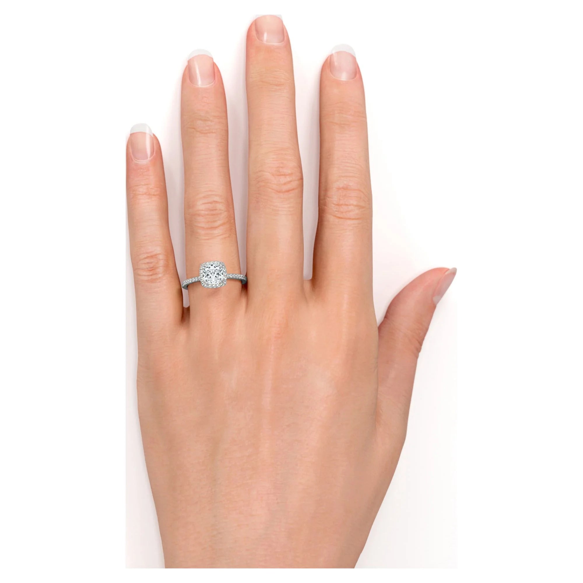 1.75 Carat Cushion Cut Moissanite Engagement Ring in 18k White Gold Over Silver Z62098