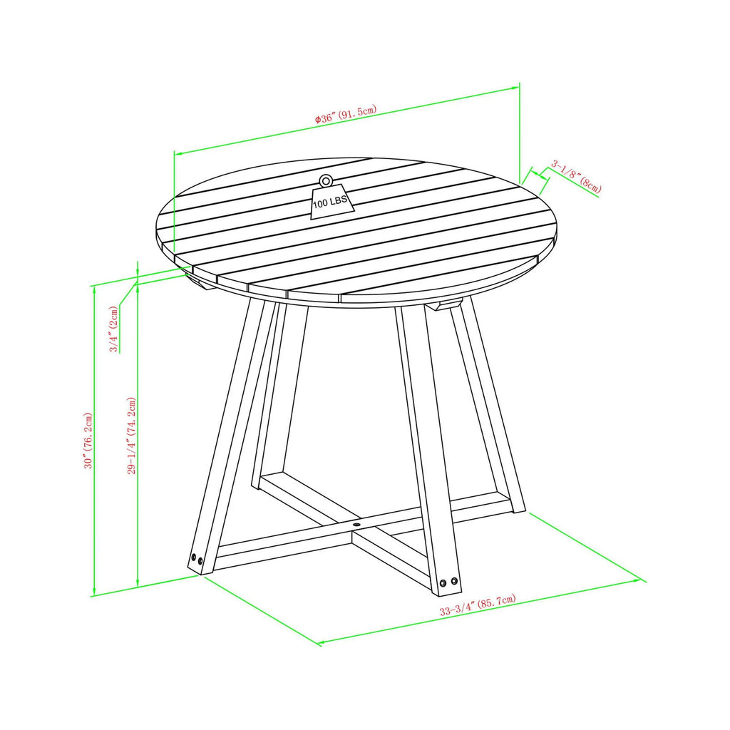 5-Piece Solid Wood Outdoor Dining Set C163