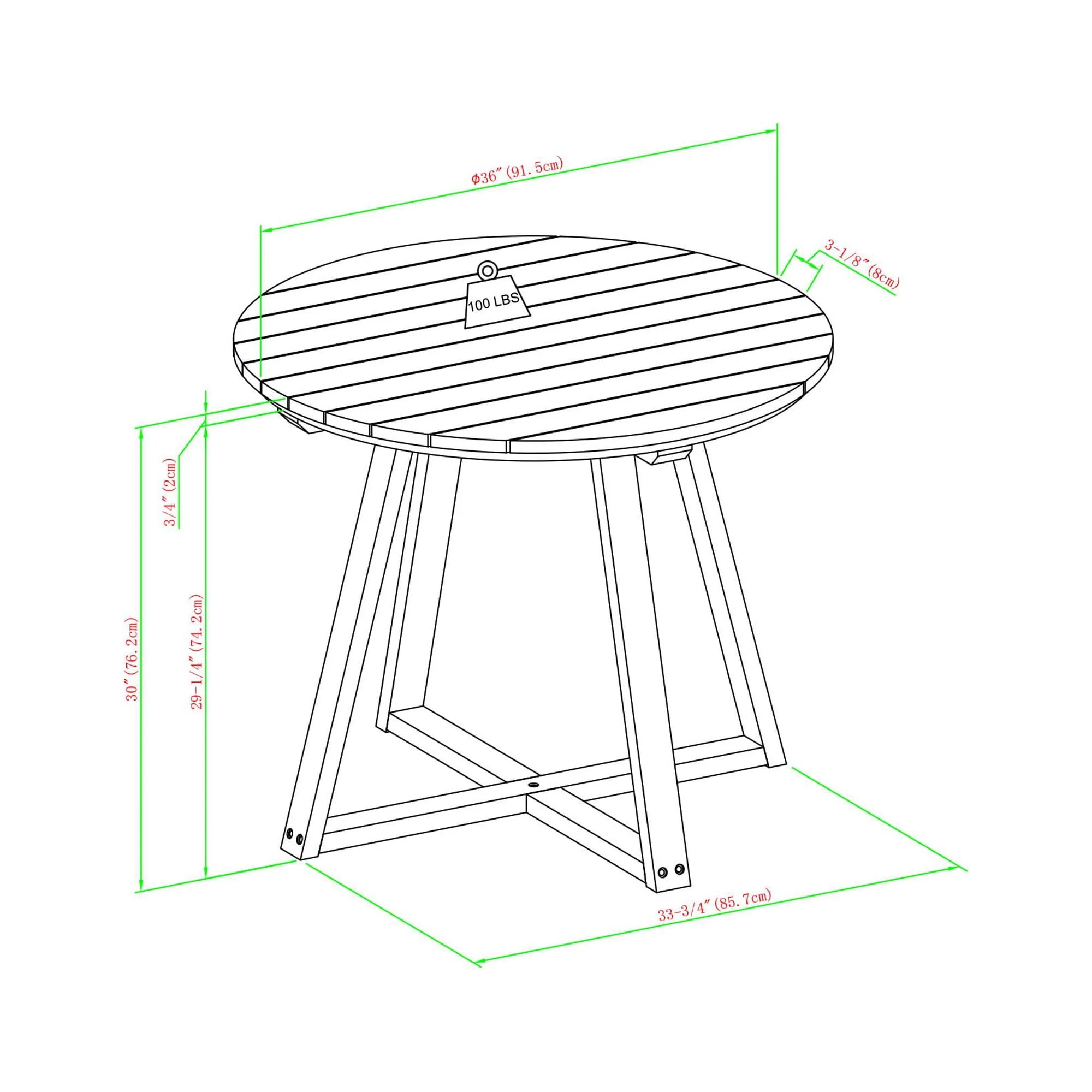 5-Piece Solid Wood Outdoor Dining Set C163